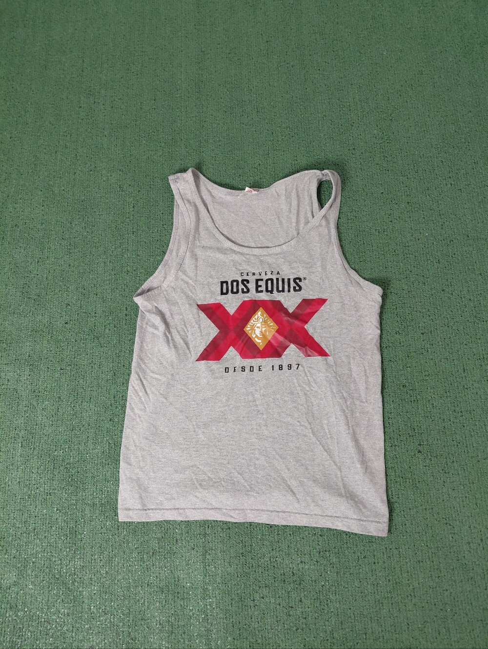 Cerveza Dos Equis Beer Promo Gray Tank Top Sz Small